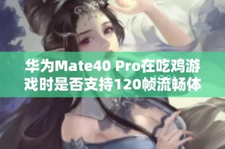 华为Mate40 Pro在吃鸡游戏时是否支持120帧流畅体验分析