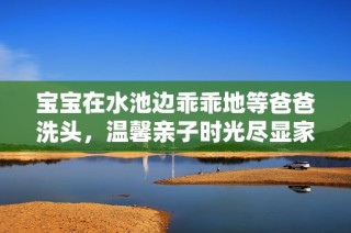 宝宝在水池边乖乖地等爸爸洗头，温馨亲子时光尽显家庭乐趣
