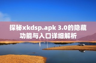 探秘xkdsp.apk 3.0的隐藏功能与入口详细解析