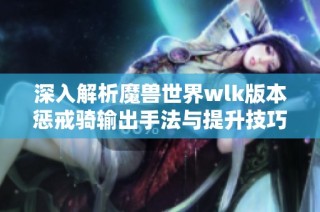 深入解析魔兽世界wlk版本惩戒骑输出手法与提升技巧推荐