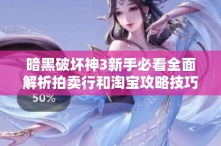 暗黑破坏神3新手必看全面解析拍卖行和淘宝攻略技巧
