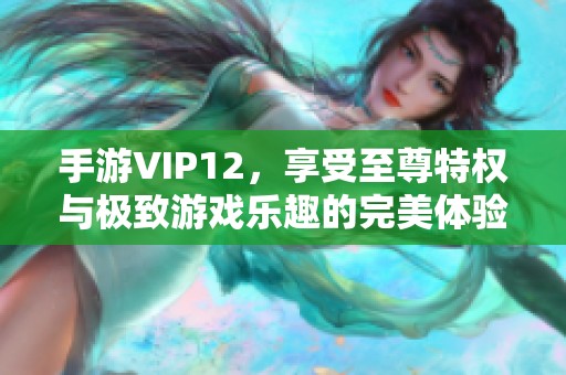 手游VIP12，享受至尊特权与极致游戏乐趣的完美体验