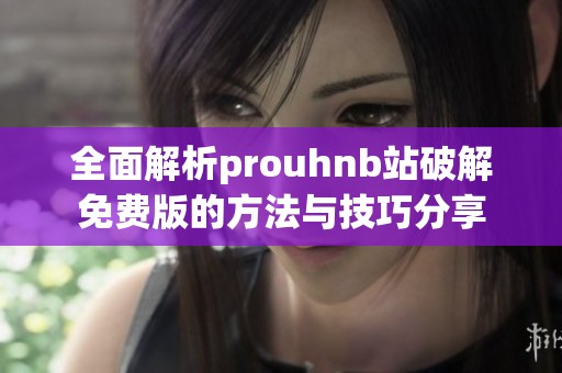 全面解析prouhnb站破解免费版的方法与技巧分享