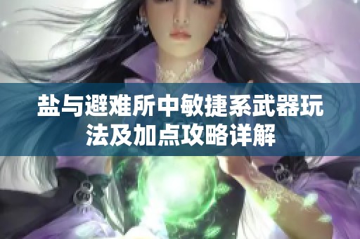 盐与避难所中敏捷系武器玩法及加点攻略详解