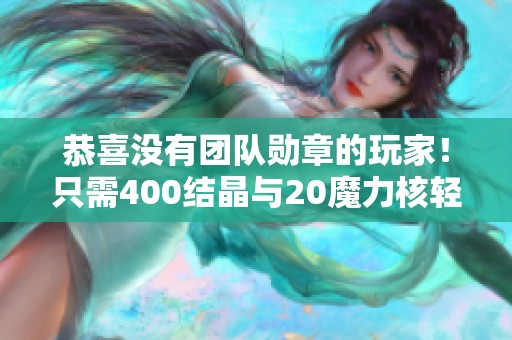 恭喜没有团队勋章的玩家！只需400结晶与20魔力核轻松毕业