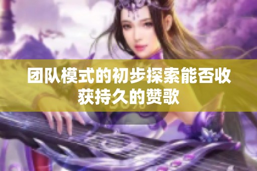 团队模式的初步探索能否收获持久的赞歌