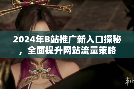 2024年B站推广新入口探秘，全面提升网站流量策略