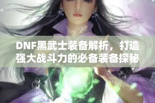 DNF黑武士装备解析，打造强大战斗力的必备装备探秘