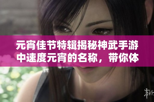 元宵佳节特辑揭秘神武手游中速度元宵的名称，带你体验别样的游戏乐趣！