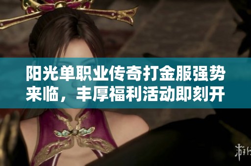 阳光单职业传奇打金服强势来临，丰厚福利活动即刻开启，玩家不容错过！
