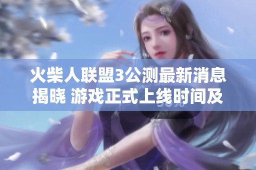 火柴人联盟3公测最新消息揭晓 游戏正式上线时间及相关信息分享