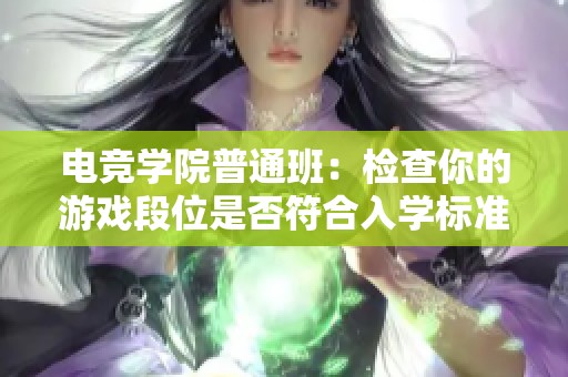 电竞学院普通班：检查你的游戏段位是否符合入学标准和团队能力要求
