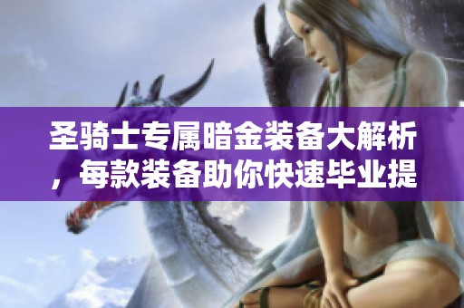 圣骑士专属暗金装备大解析，每款装备助你快速毕业提升战力