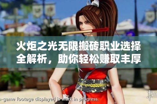 火炬之光无限搬砖职业选择全解析，助你轻松赚取丰厚收益