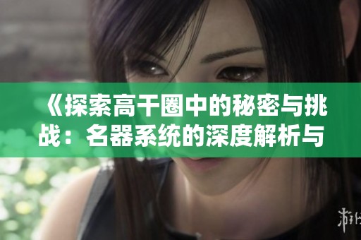 《探索高干圈中的秘密与挑战：名器系统的深度解析与反思》