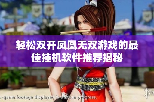 轻松双开凤凰无双游戏的最佳挂机软件推荐揭秘