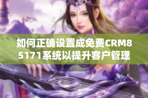 如何正确设置成免费CRM85171系统以提升客户管理效率